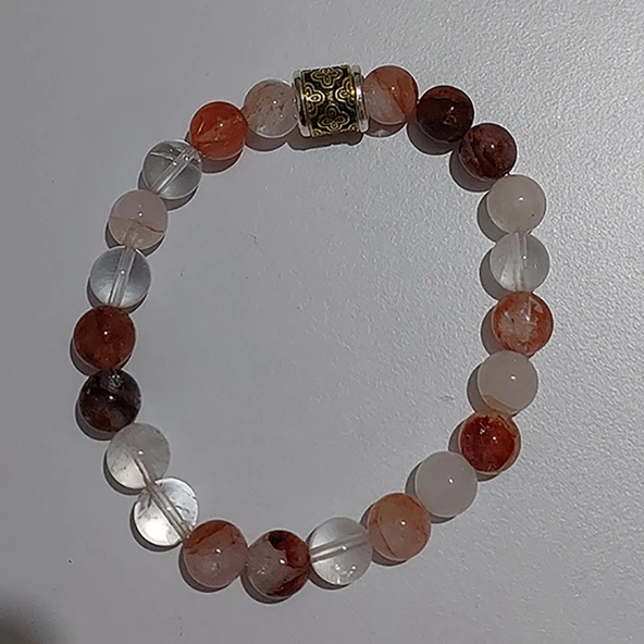 Orijinal Ateş Kuvars (Fire Quartz) Doğal Taş Bileklik - Resim 2