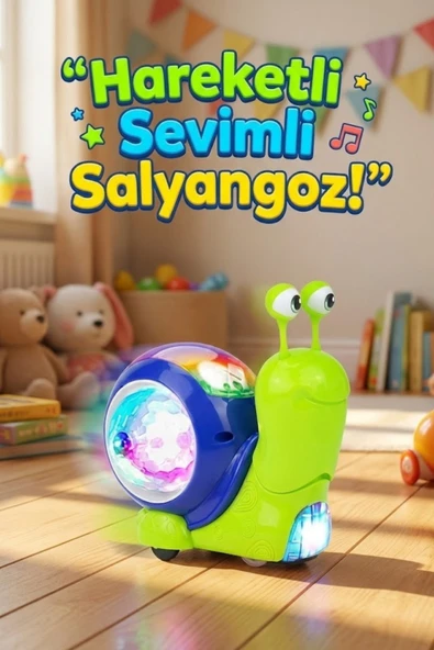 Hareketli Işıklı Müzikli Salyangoz Oyuncak - Bebek Emekleme Yardımcısı Eğitici Yürüyen Salyangoz ürün görseli 1