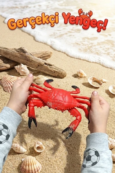 Uzayan Kırmızı Yengeç Oyuncak - Gerçekçi Dokulu Esnek Stres ve Şaka Oyuncağı (20 cm) ürün görseli 1