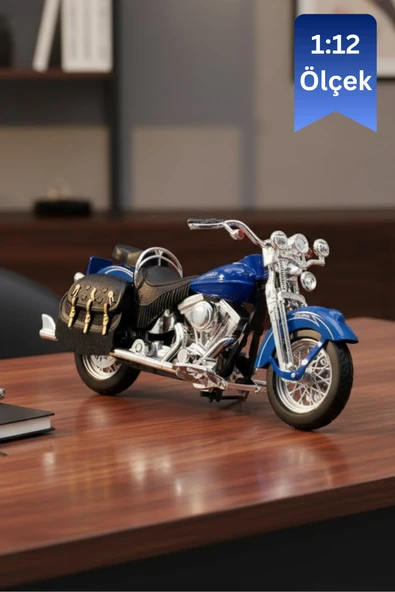 Davidson Uyumlu Softail Heritage Classic Mavi Model Motorsiklet 1:12 Ölçek İnce Detay Diecast ürün görseli 1