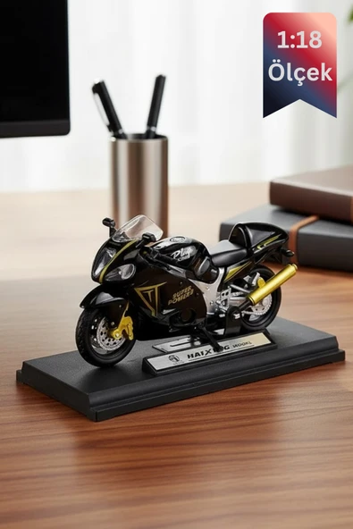 Suzuki Hayabusa GSX1300 Die Cast Model Motorsiklet Standlı İnce Detay 1:18 Ölçek ürün görseli 1