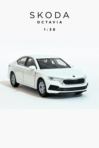 Beyaz 1:38 Ölçek Die Cast Kapıları Açılır Lisanslı Skoda Octavia Metal Model Araba ürün görseli 1