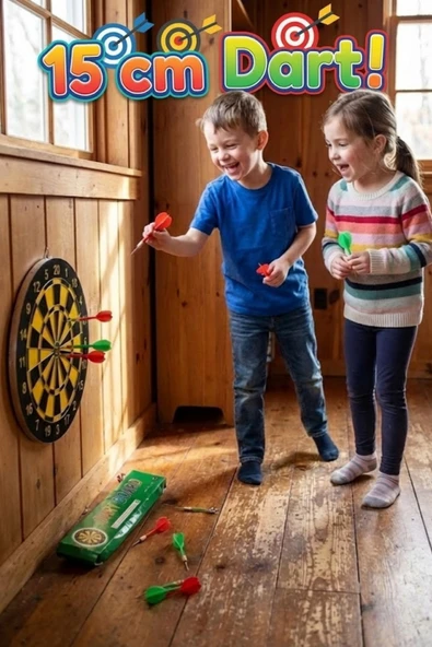 15 cm Mini Dart Tahtası Seti - 2 Adet Metal Uçlu Ok Dahil - Duvar ve Ofis Tipi Hedef Oyunu ürün görseli 1