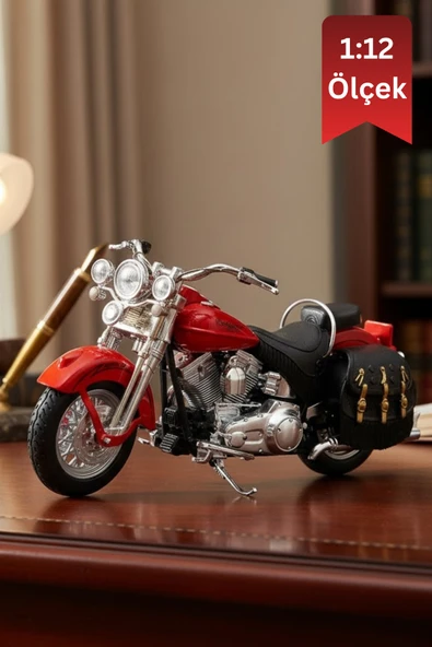 Softail Heritage Classic Kırmızı Model Motorsiklet 1:12 Ölçek İnce Detay Diecast ürün görseli 1