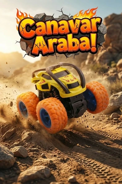 360 Derece Takla Atan Sürtmeli Canavar Kamyon - Darbeye Dayanıklı Monster Truck Oyuncak Araba Sarı ürün görseli 1