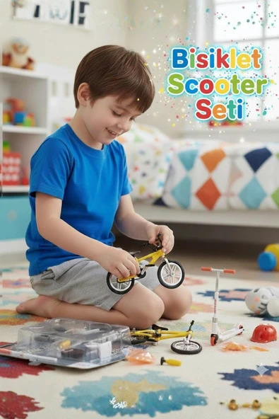 Mini Parmak Bisiklet ve Scooter Oyun Seti Sök Tak Vidalı 3+ Yaş ürün görseli 1