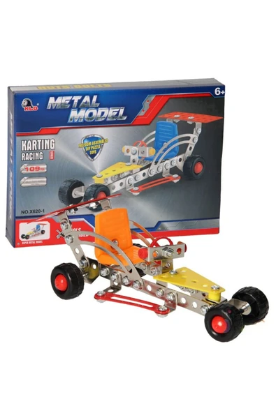 Metal Yapı İnşaat Seti 109 Parça Eğitici Montaj Oyunu - Kendin Yap (DIY) Yarış Arabası Maketi ürün görseli 1