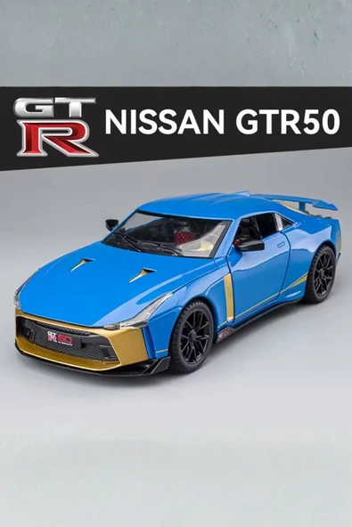 Mavi Işıklı Sesli 1:24 Ölçek İnce Detay Açılır Kapı Nissan GT-R50 Premium Model Araba ürün görseli 1