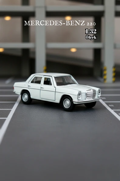 Beyaz 1:32 Ölçek Die Cast Kapıları Açılır Lisanslı Mercedes Benz 220 Oyuncak Metal Model Araba ürün görseli 1