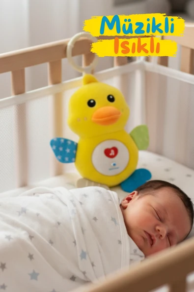 Müzikli Işıklı Sevimli Ördek Figürlü Çıkarılabilir Hoparlörlü Diş Kaşıyıcılı Uyku Arkadaşı 20 Cm ürün görseli 1