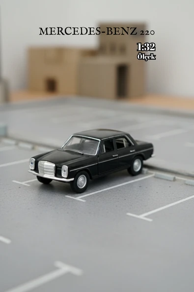 Siyah 1:32 Ölçek Die Cast Kapıları Açılır Lisanslı Mercedes Benz 220 Oyuncak Metal Model Araba ürün görseli 1