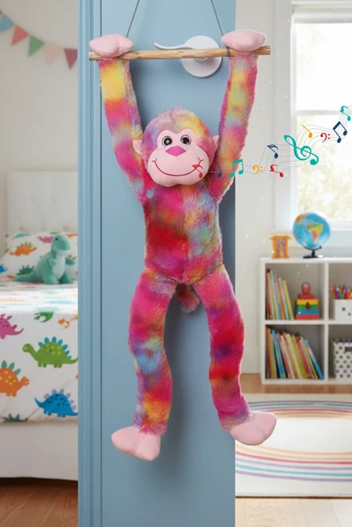 Sevimli Rengarenk Sesli Peluş Maymun Cırtlı Asılabilen Dev Boy Maymun Peluş 90 cm ürün görseli 1