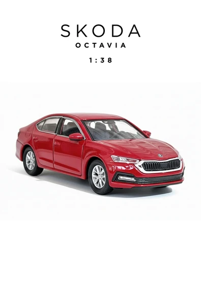 Kırmızı 1:38 Ölçek Die Cast Kapıları Açılır Lisanslı Skoda Octavia Metal Model Araba ürün görseli 1