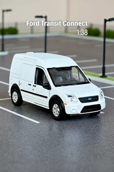 Beyaz 1:38 Ölçek Die Cast Kapıları Açılır Lisanslı Ford Transit Connect Oyuncak Metal Model Araba ürün görseli 1