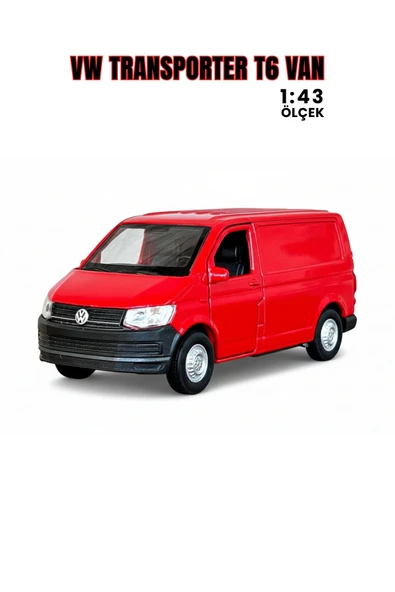 Kırmızı 1:43 Ölçek Die Cast Kapıları Açılır Lisanslı Volkswagen Transporter Van Metal Model Araba ürün görseli 1