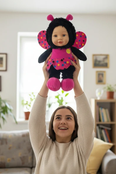 Sevimli Bebek Yüzlü Arı Peluş Oyuncak Arı Kostümlü Bebek 25 cm - Yumuşak Uyku Arkadaşı Hediyelik ürün görseli 1