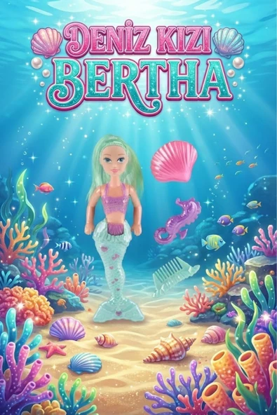 Bertha Hareketli Eklemli Deniz Kızı Oyuncak Bebek Seti (15 cm) - Taraklı ve Aksesuarlı ürün görseli 1