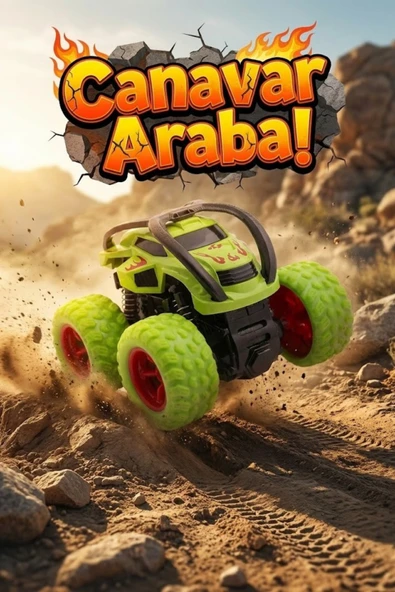 360 Derece Takla Atan Sürtmeli Canavar Kamyon - Darbeye Dayanıklı Monster Truck Oyuncak Araba Yeşil ürün görseli 1