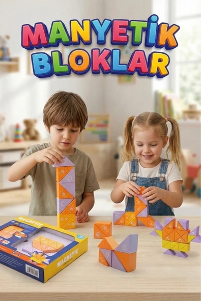 Manyetik Bloklar 26 Parça 3D Puzzle Eğitici Zeka Oyunu - Mıknatıslı Yapı İnşa Seti ürün görseli 1