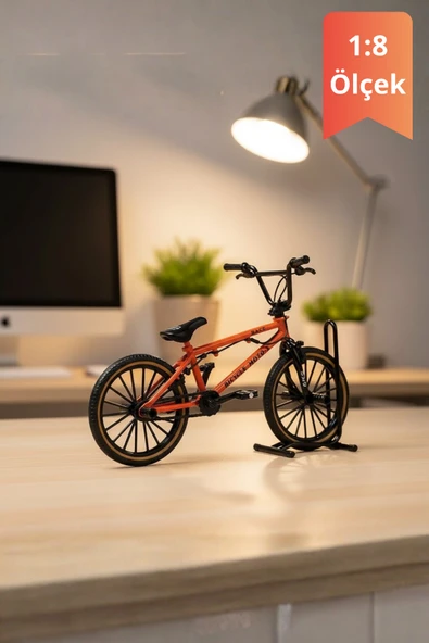 Turuncu Yüksek Kaliteli Metal 1:8 Ölçek Bmx Bisiklet Standlı Koleksiyonluk Die Cast Model Bisiklet ürün görseli 1