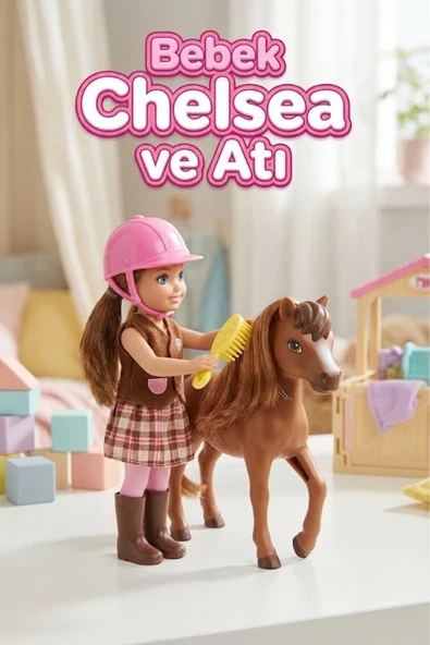 Chelsea Atlı Binici Bebek ve Sevimli Atı Oyun Seti - Taraklı, Aksesuarlı Kız Çocuk Oyuncak ürün görseli 1