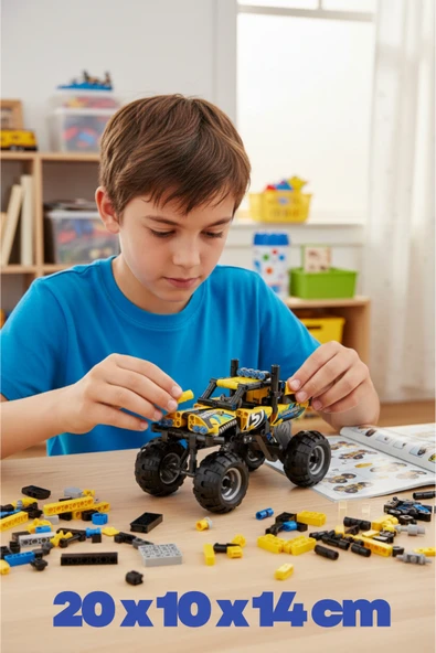 199 Parça Sarı Çek Bırak Off-Road Model Yapı Taşı Seti 20 x 10 x 14 cm ürün görseli 1