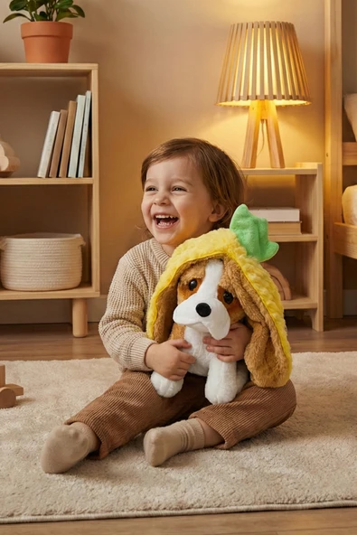 Yumuşacık Sevimli Fermuarlı Ananas Köpek Peluş Oyuncak 27 cm ürün görseli 1