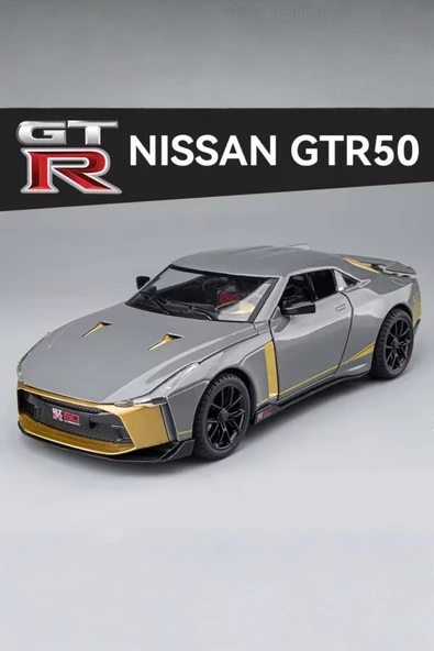 Gri Işıklı Sesli 1:24 Ölçek İnce Detay Açılır Kapı Nissan GT-R50 Premium Model Araba ürün görseli 1