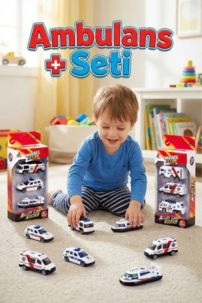 6'lı Metal Ambulans Seti - Diecast Oyuncak Ambulans Ekibi - Dayanıklı Alaşım Model Araçlar ürün görseli 1