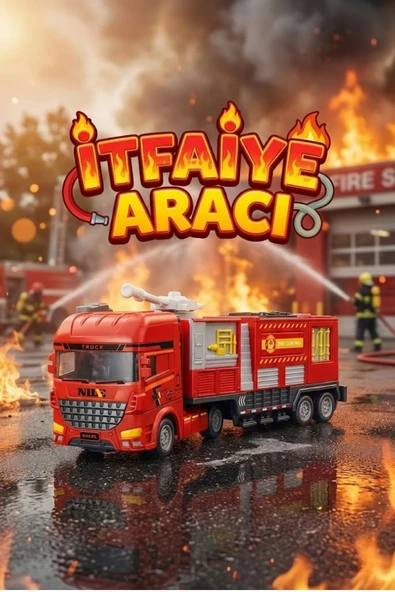 Büyük Boy Hareketli İtfaiye Kamyonu - Eğitici Simülasyon Oyuncak İtfaiye Aracı (26 cm) ürün görseli 1