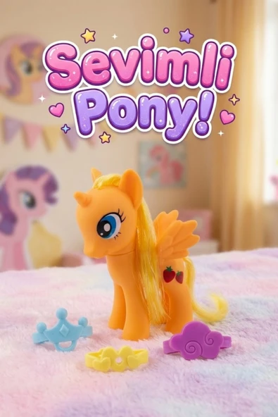 Sevimli Kanatlı Pony Oyuncak Seti - Taranabilir Saçlı Aksesuarlı At Figür ürün görseli 1