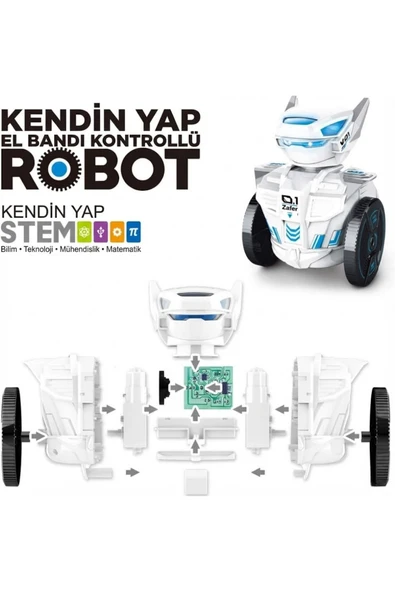 Kendin Yap STEM V01 Montaj Robot | Yerçekimi Sensörlü El Bandı Kumandalı Eğitici Oyuncak Robot ürün görseli 1