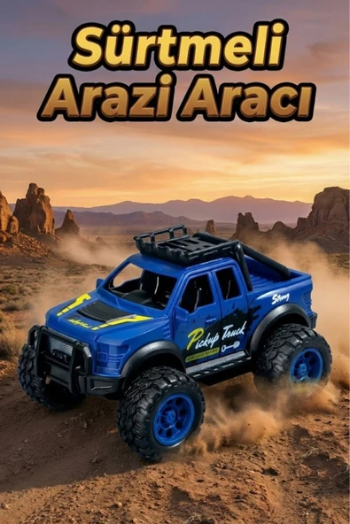 Oyuncak Araba Sürtmeli Büyük Tekerlekli 4x4 Off Road Jeep - Dayanıklı Arazi Aracı 13 Cm Mavi ürün görseli 1
