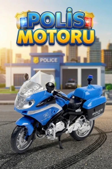 1:20 Ölçek Sesli Işıklı Oyuncak Polis Motoru - Büyük Boy Model Motosiklet ürün görseli 1