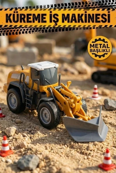 Metal Başlıklı Oyuncak Küreme İş Makinesi - Sürtmeli Hareketli Kar Küreyici İnşaat Aracı ürün görseli 1