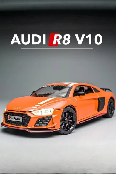 Kırmızı Işıklı Sesli 1:24 Ölçek İnce Detay Açılır Kapı Audi R8 V10 Premium Model Araba ürün görseli 1