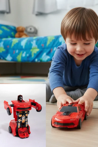 1 Adet Sürtmeli Transformers Robota Dönüşen Oyuncak Araba 13 Cm ürün görseli 1