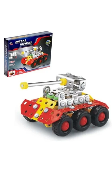 Metal Model Tank Yapım Seti 140 Parça - Eğitici STEM Montaj Oyuncağı - Tornavidalı Kendin Yap Maket ürün görseli 1