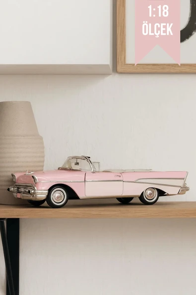 Pembe 1:18 Diecast İnce Detay 1957 Buick Roadmaster Oyuncak Metal Klasik Koleksiyon Model Araba ürün görseli 1