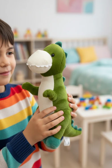 Yeşil Sevimli Dinozor Peluş Oyuncak 40 cm Uyku Arkadaşı Hediyelik ürün görseli 1