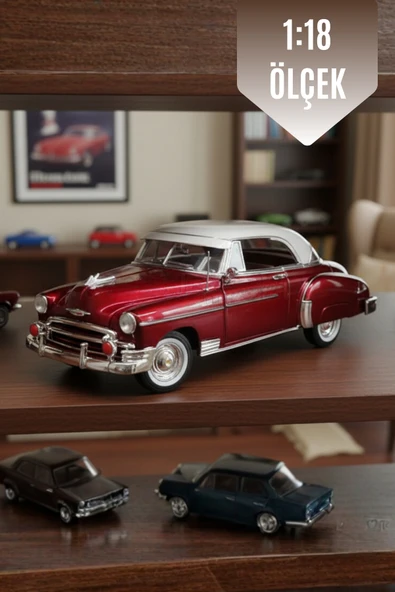 Kırmızı 1:18 Ölçek Die Cast İnce Detay 1950 Chevy Bel Air Oyuncak Metal Klasik Model Araba ürün görseli 1