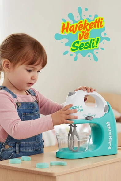Turkuaz Hareketli ve Sesli Oyuncak Mikser Evcilik Mutfak Oyunu 18x18 Cm ürün görseli 1