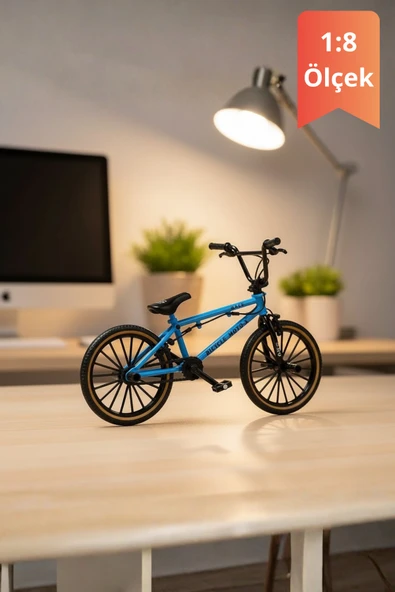 Mavi Yüksek Kaliteli Metal 1:8 Ölçek Bmx Bisiklet Standlı Koleksiyonluk Die Cast Model Bisiklet ürün görseli 1