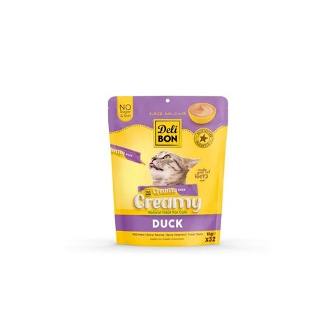 Delibon Creamy Ördekli Sıvı Kedi Ödülü 15 Gr 32'li Paket ürün görseli 1