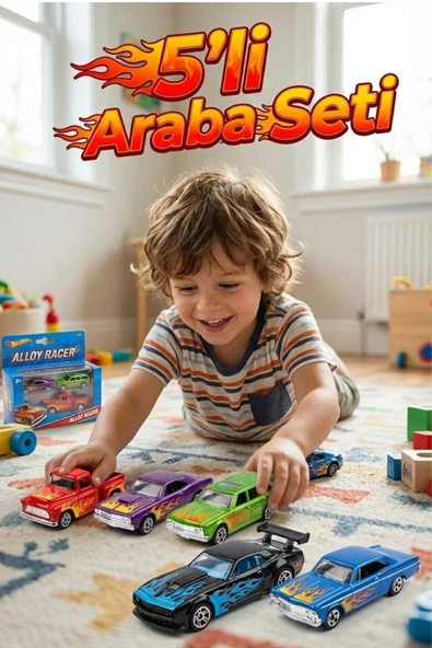 4'lü Metal Oyuncak Araba Seti - Diecast Alaşımlı Dayanıklı Yarış Arabaları - Hediye Paketi ürün görseli 1
