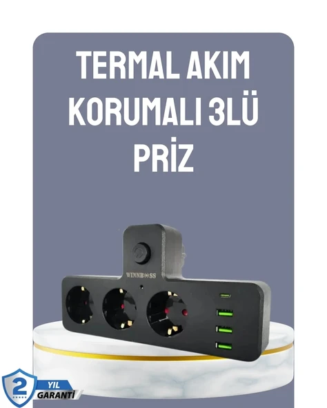 Anahtarlı Çoklu Priz 3 Usb 1 Type-c Hızlı Şarj Destekli ürün görseli 1