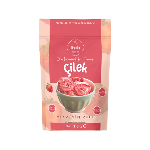 Liyola Freeze Dry Çilek 15 g. Dondurularak Kurutulmuş, Katkısız Doğal Atıştırmalık ürün görseli 1