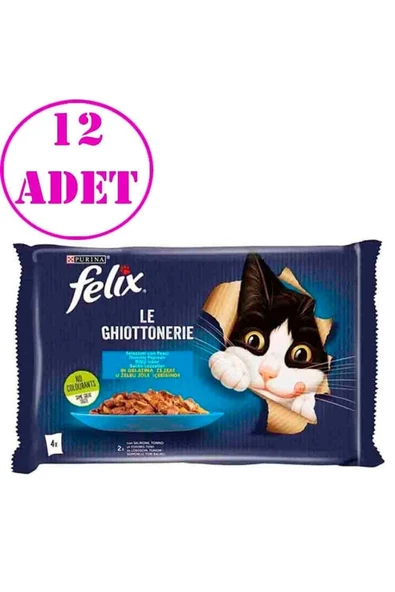 Felix Multipack Somonlu Ve Ton Balıklı Yetişkin Kedi Yaş Maması 4 X 85 G 12 Adet Felix Multipack ürün görseli 1