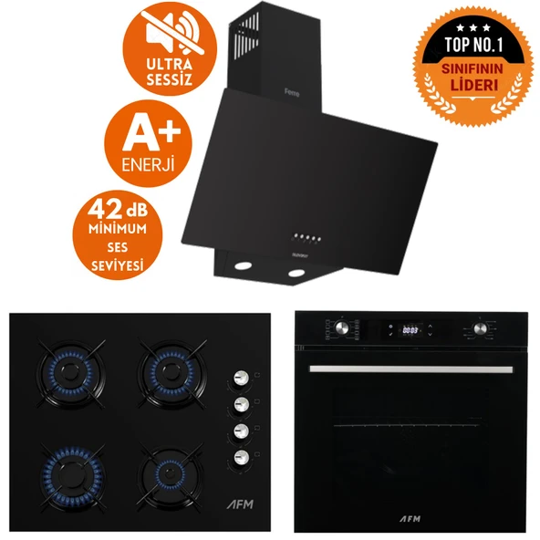 Ferre ve AFM Tech MARKA LQ Sessiz 8 prog. Turbo Siyah Dijital Ankastre Set (D086-SA+ FM7700+FM2200) ürün görseli 1