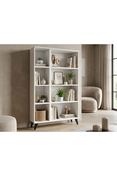 Simple Kitaplık 6 Raflı 90x30x144 BEYAZ ürün görseli 1